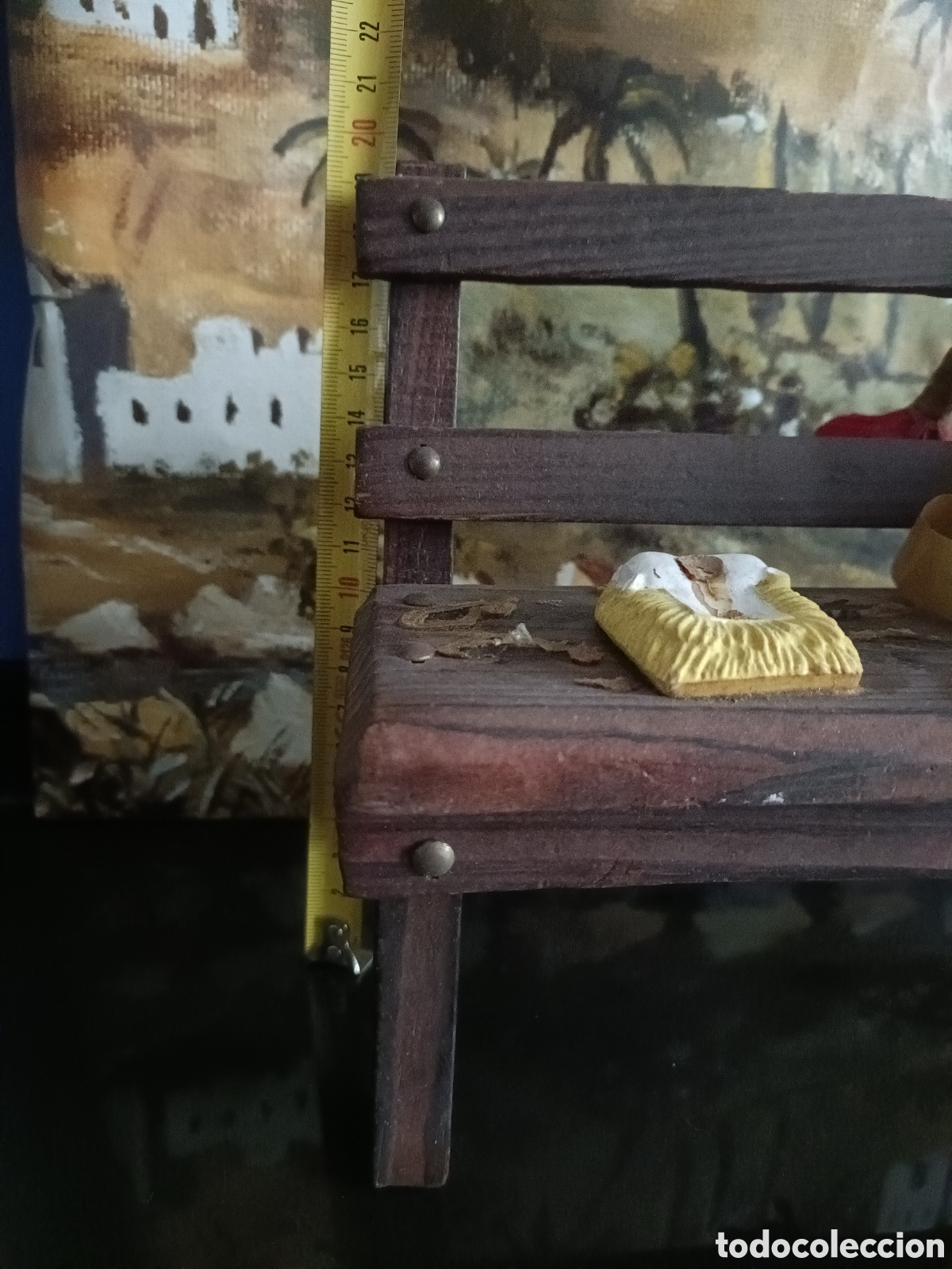 Figuras de Bel&eacute;n: Vintage Banco de madera Navidad - Foto 3