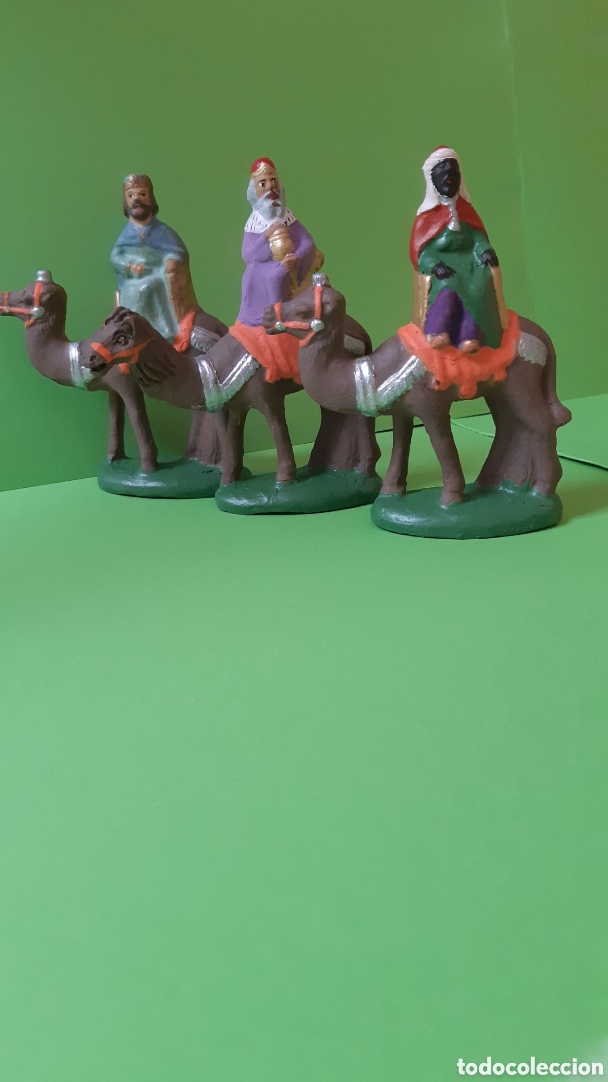Figuras de Bel&eacute;n: Tres Reyes Magos, antiguos.