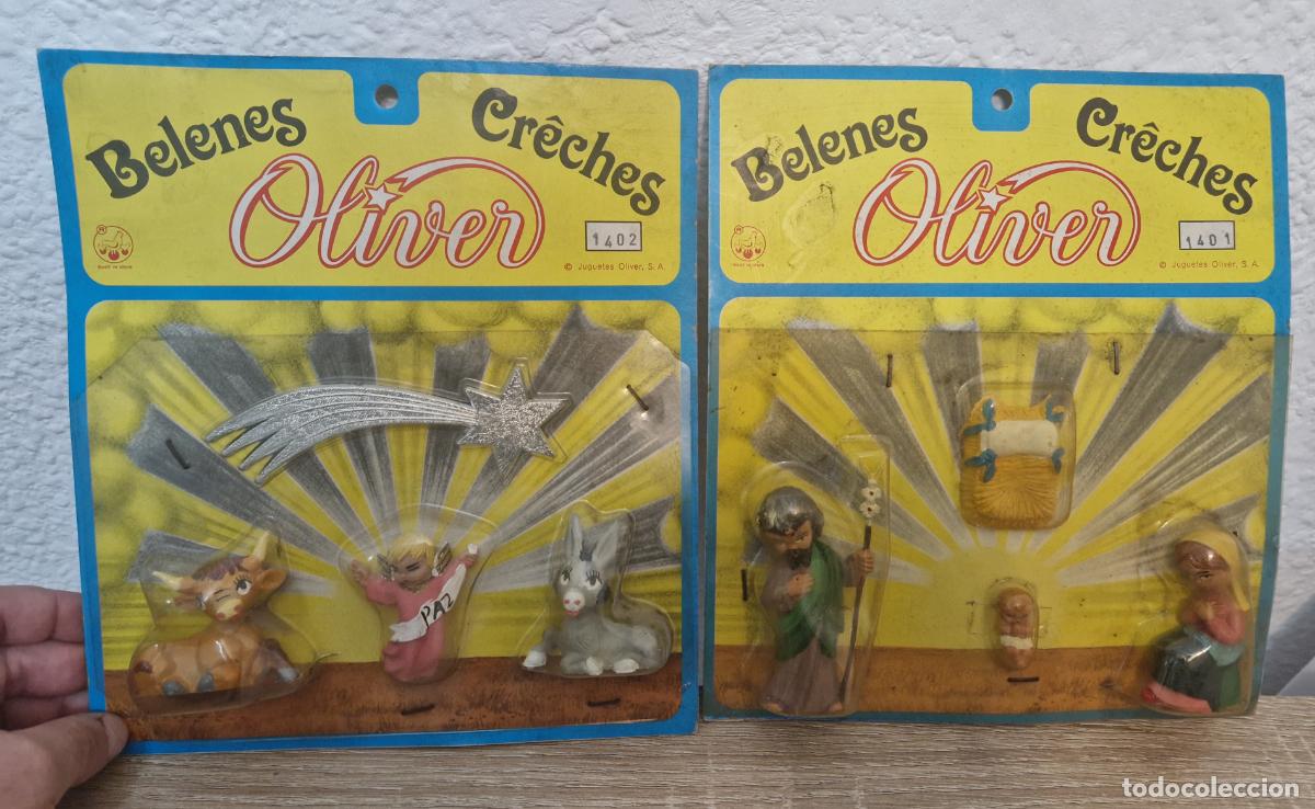 Figuras de Bel&eacute;n: 2 antiguo blister a&ntilde;os 80 figura belen Oliver nacimiento misteri pvc 8cm juguete ferrandiz cabezones