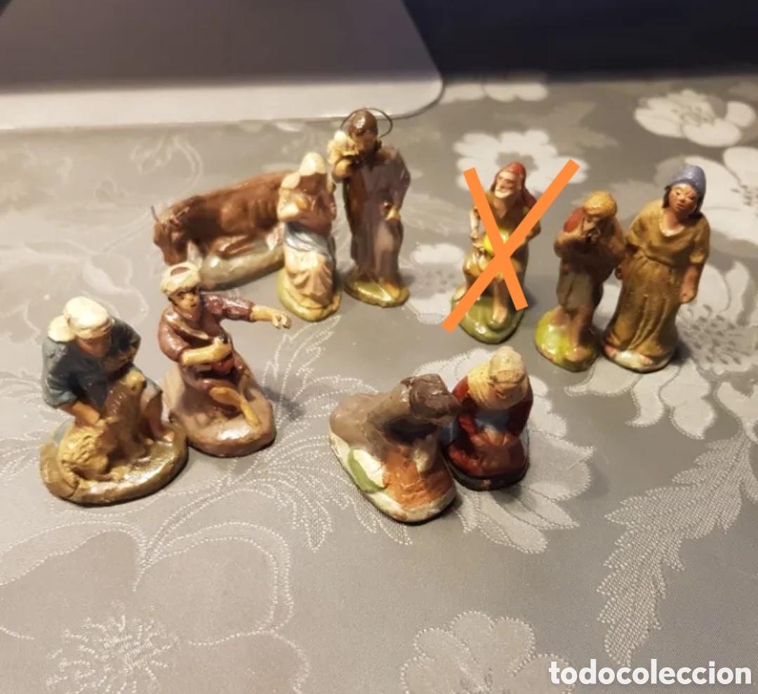 Figuras de Pres&eacute;pios: 9 figuras varias antiguo bel&eacute;n de terracota. 5/6cm. Ver descripci&oacute;n.Bel&eacute;n 4