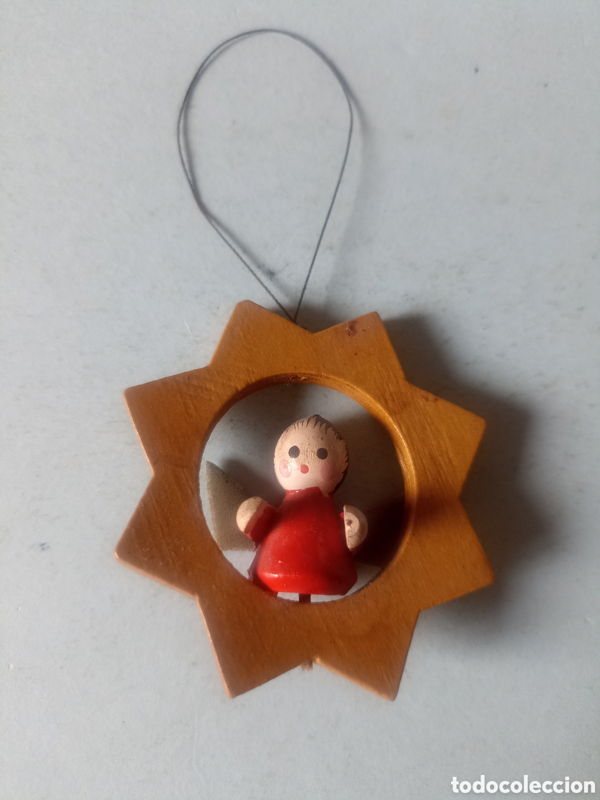Figurines pour Cr&egrave;ches de No&euml;l: Adorno para &aacute;rbol de Navidad &Aacute;ngel en estrella de madera