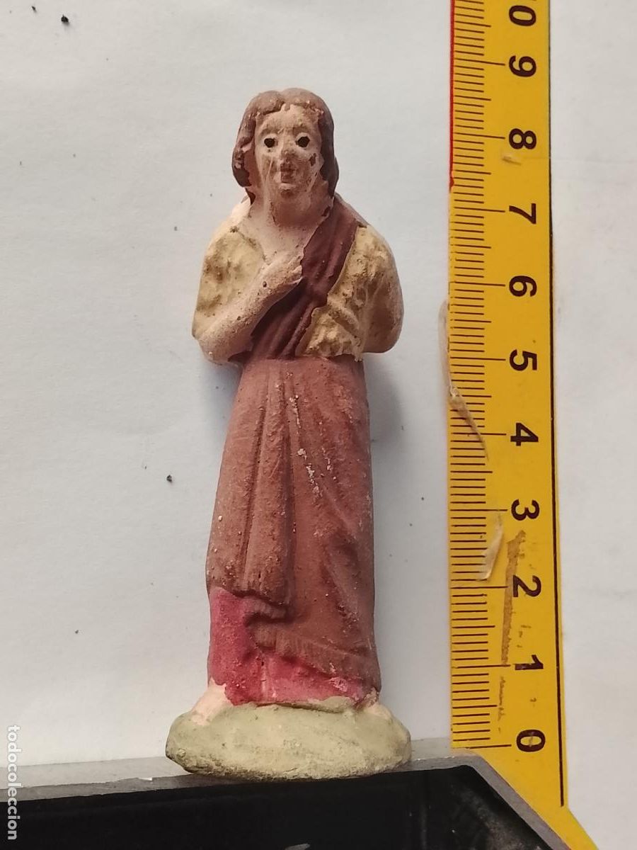 Figurines pour Cr&egrave;ches de No&euml;l: antigua figura para portal de belen barro terracota - pintada virgen