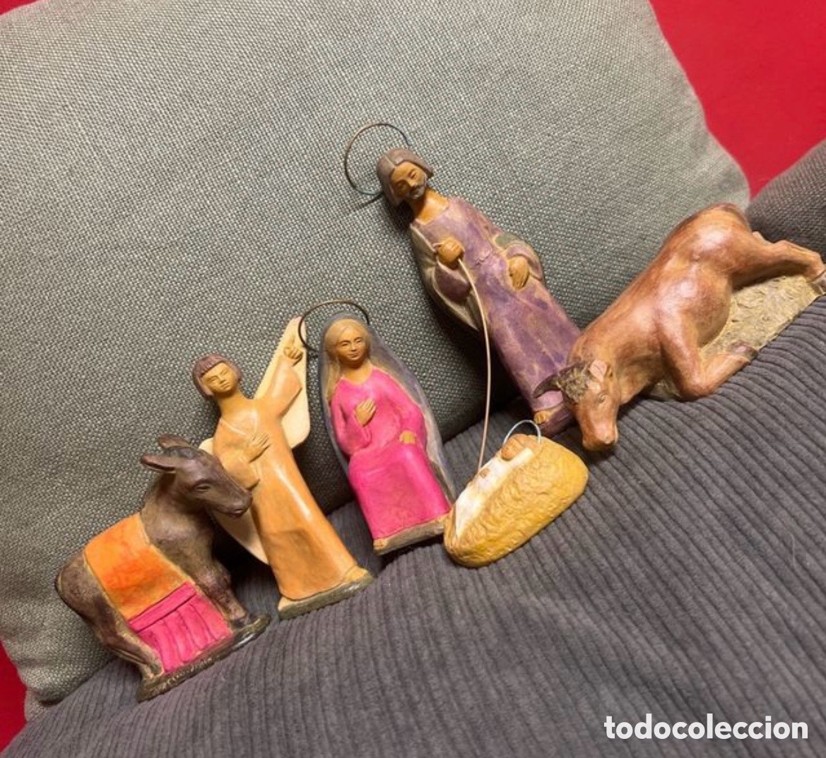 Figuras de Bel&eacute;n: Antiguo Belen artesanal de terracota Rogelio a&ntilde;os 70