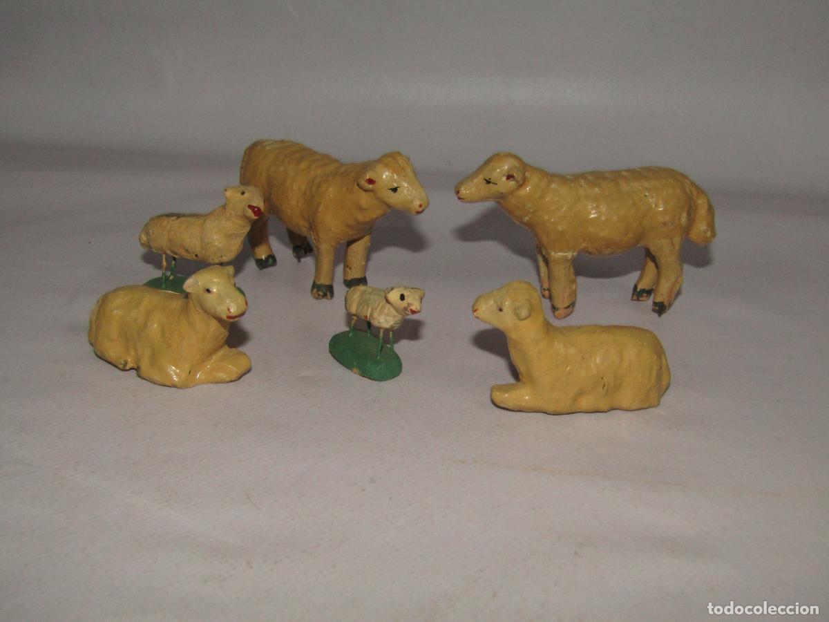 Figuras de Pres&eacute;pios: Antiguas Figuras de Bel&eacute;n en Barro Cocido Terracota - CORDEROS