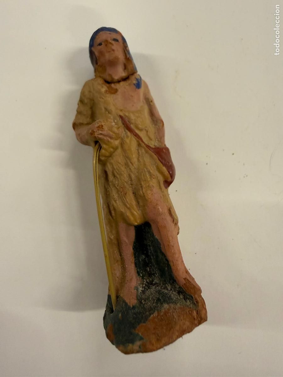 Figuras de Bel&eacute;n: PASTOR Antigua figura belen o pesebre de barro o terracota. De Olot. 9cm alto Ver fotos