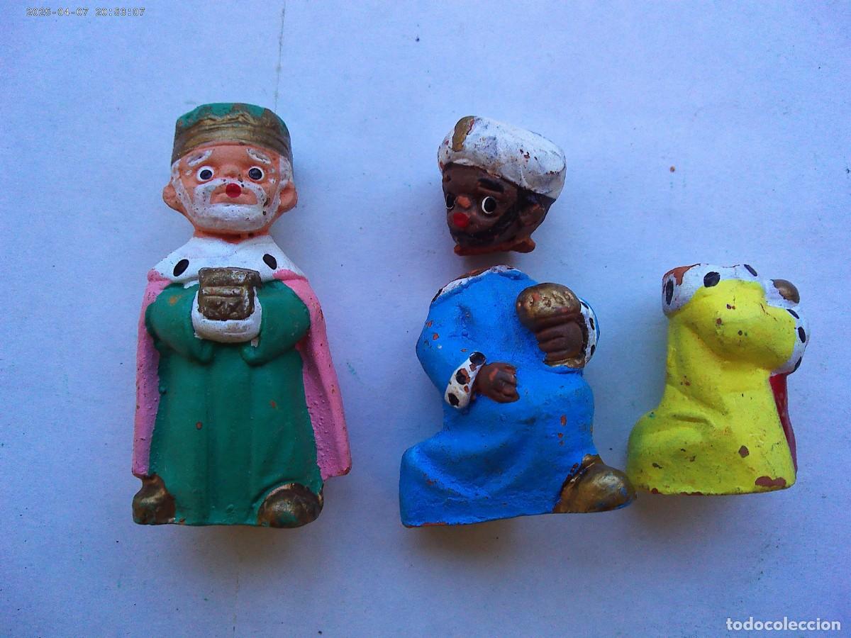 Figurines pour Cr&egrave;ches de No&euml;l: LOTE DE 3 FIGURAS DE TERRACOLA DE ALBOROX DEL BELEN : REYES MAGOS , &iexcl; DEFECTUOSOS !!!