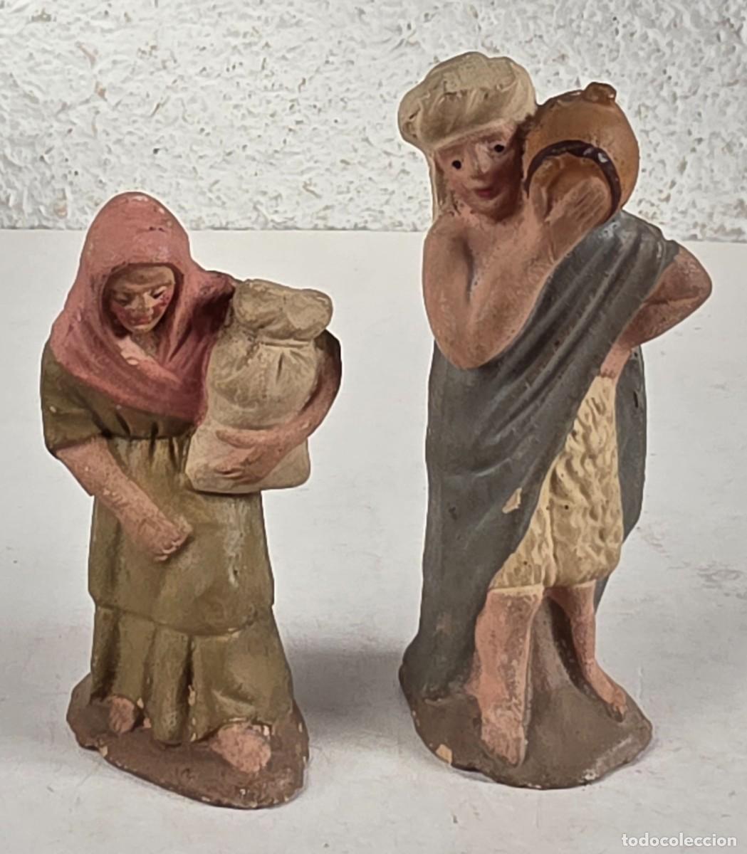 Figures of Bethlehem: 2 Antiguas Figuras Bel&eacute;n Pagesa Pag&egrave;s Ofrendas Jes&uacute;s Nacimiento Pesebre