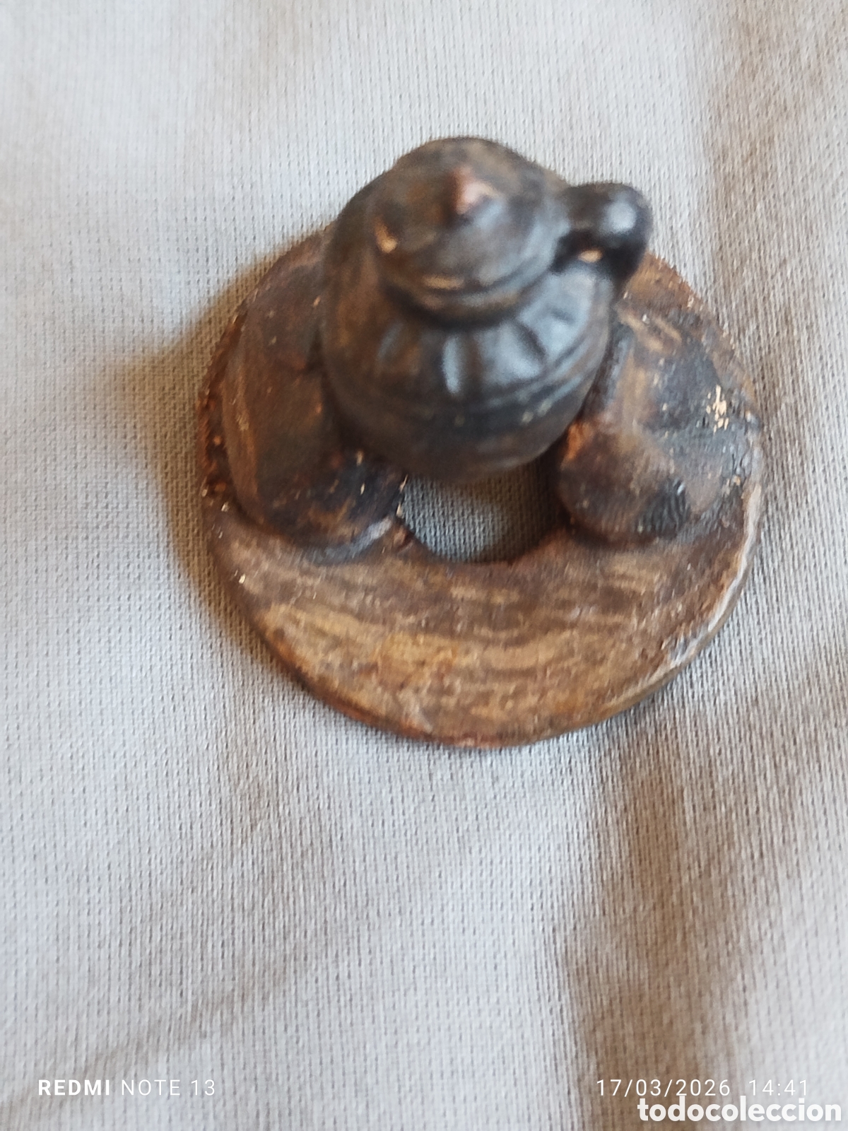 Figuras de Bel&eacute;n: figura barro o terracota puchero al fuego 4 cm