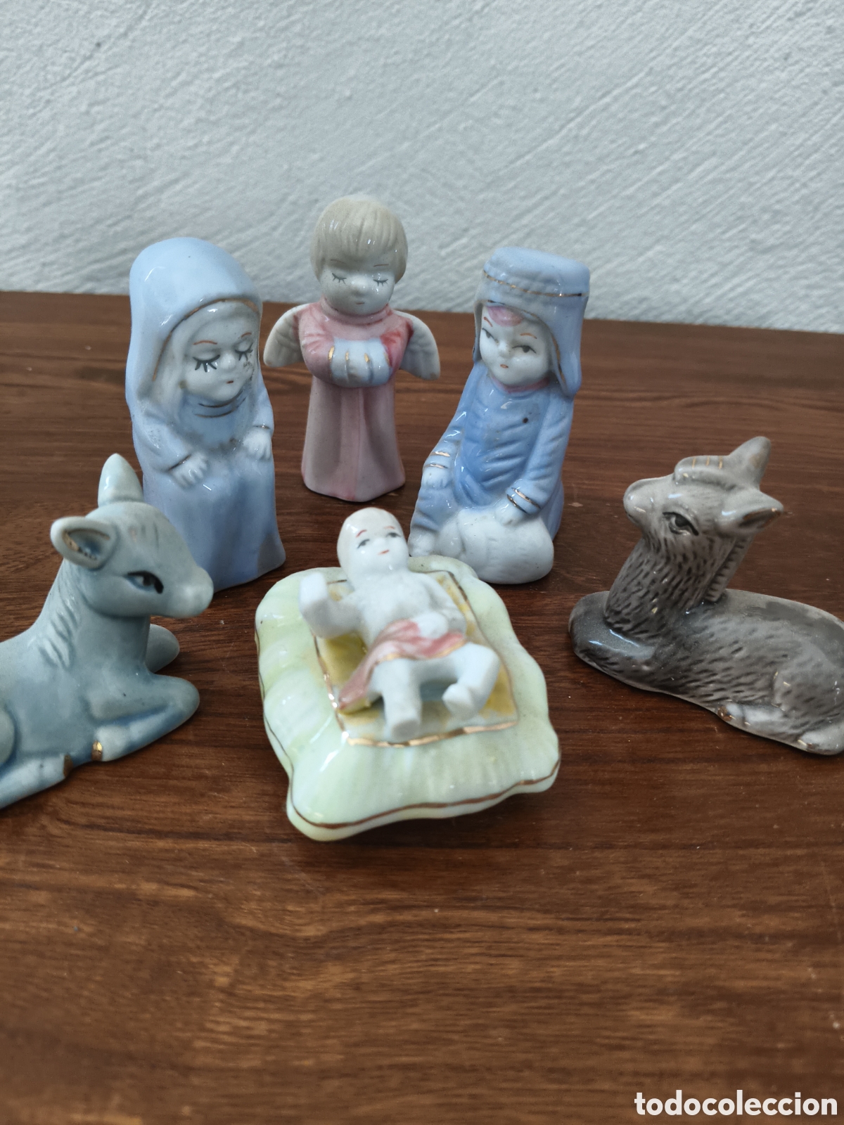 Figuras de Bel&eacute;n: Nacimiento vintage figuras Belen San Jos&eacute; La Virgen Maria y el Ni&ntilde;o Jesus,porcelana