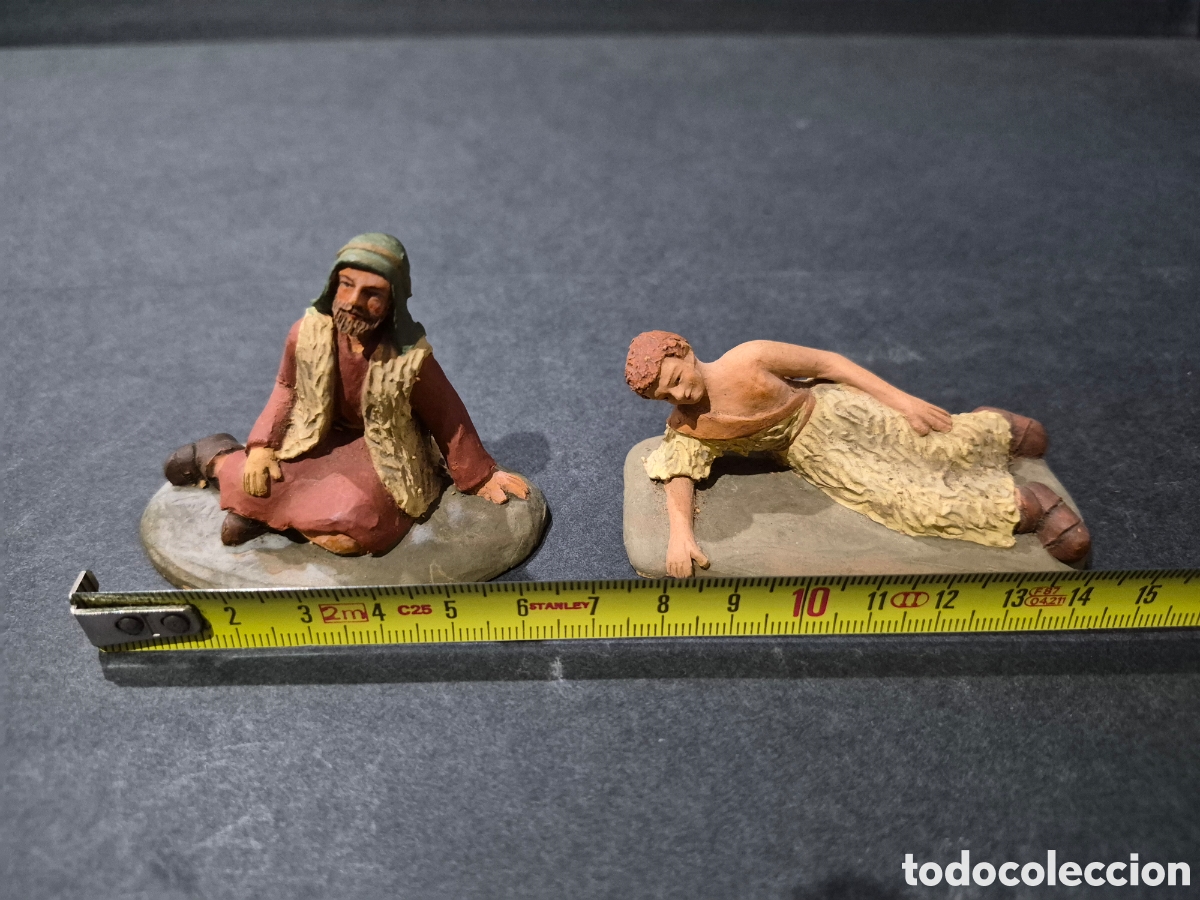 Figuras de Bel&eacute;n: 2 bonitas figuras en terracota policromada pesebre,belen. Autoria a identificar.