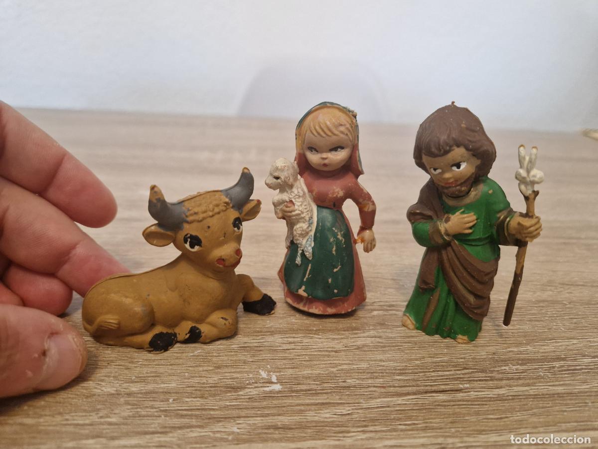 Figuras de Bel&eacute;n: antiguas figuras 7 cm nacimiento belen pesebre cabezones Ferrandiz buey san jose pastora