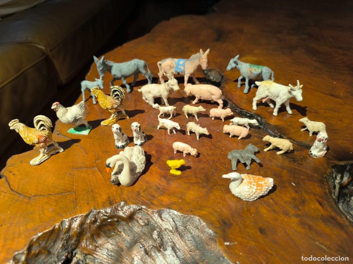 Figuras de Bel&eacute;n: ANIMALES DE PLASTICO PRIMITIVO PARA BELEN, BURROS, CABRAS, PERROS, GALLINAS, OBEJAS CERDOS...