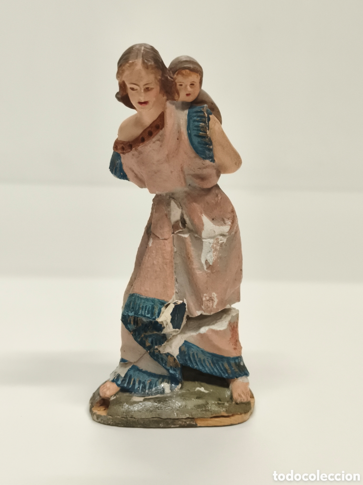 Figuras de Bel&eacute;n: Figura antigua bel&eacute;n Mujer con ni&ntilde;o