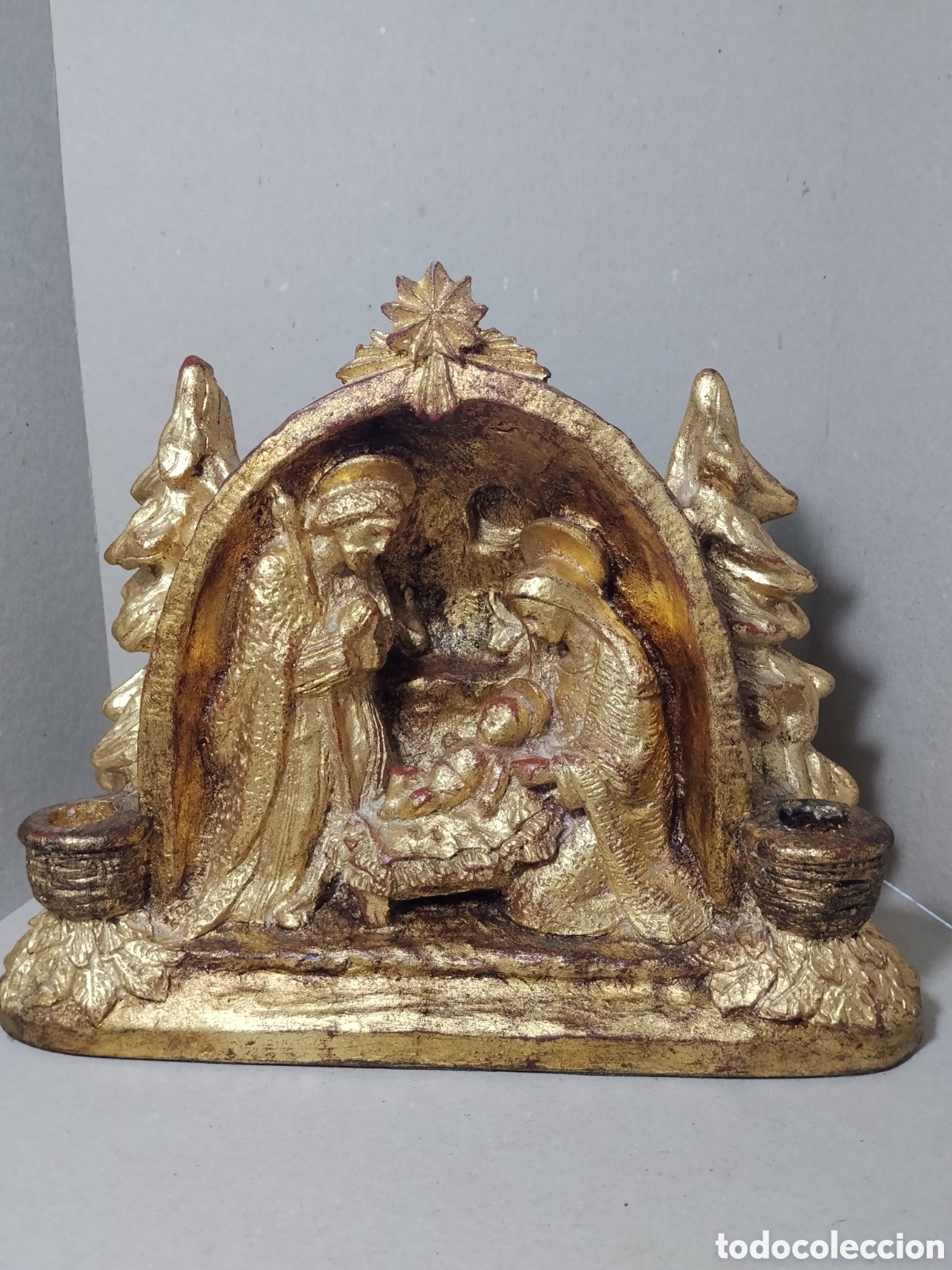 Figuras de Bel&eacute;n: Bel&eacute;n, nacimiento, candelabro acabado pan de oro