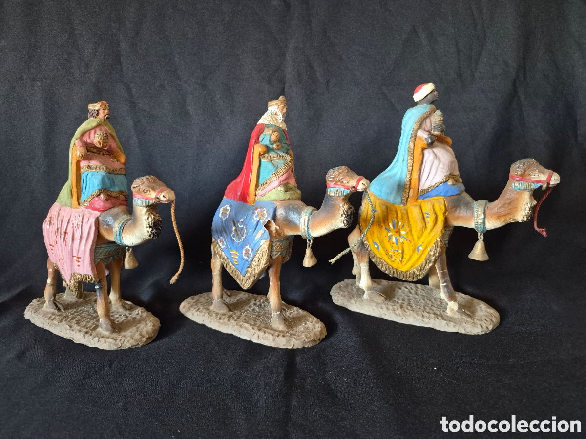 Figuras de Bel&eacute;n: Los tres reyes magos en terracota