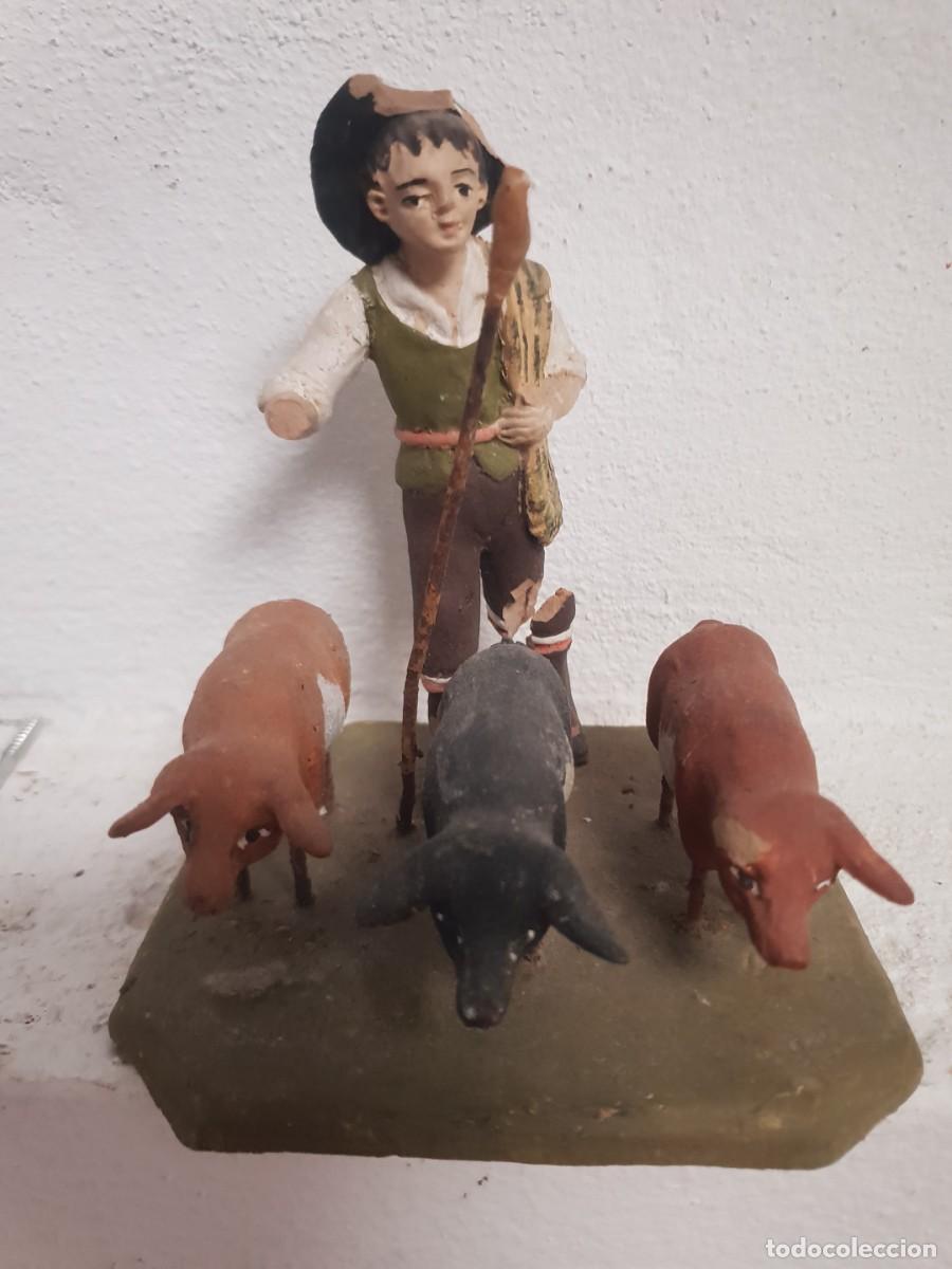 Figuras de Bel&eacute;n: Figura belen antigua terracota angel martinez