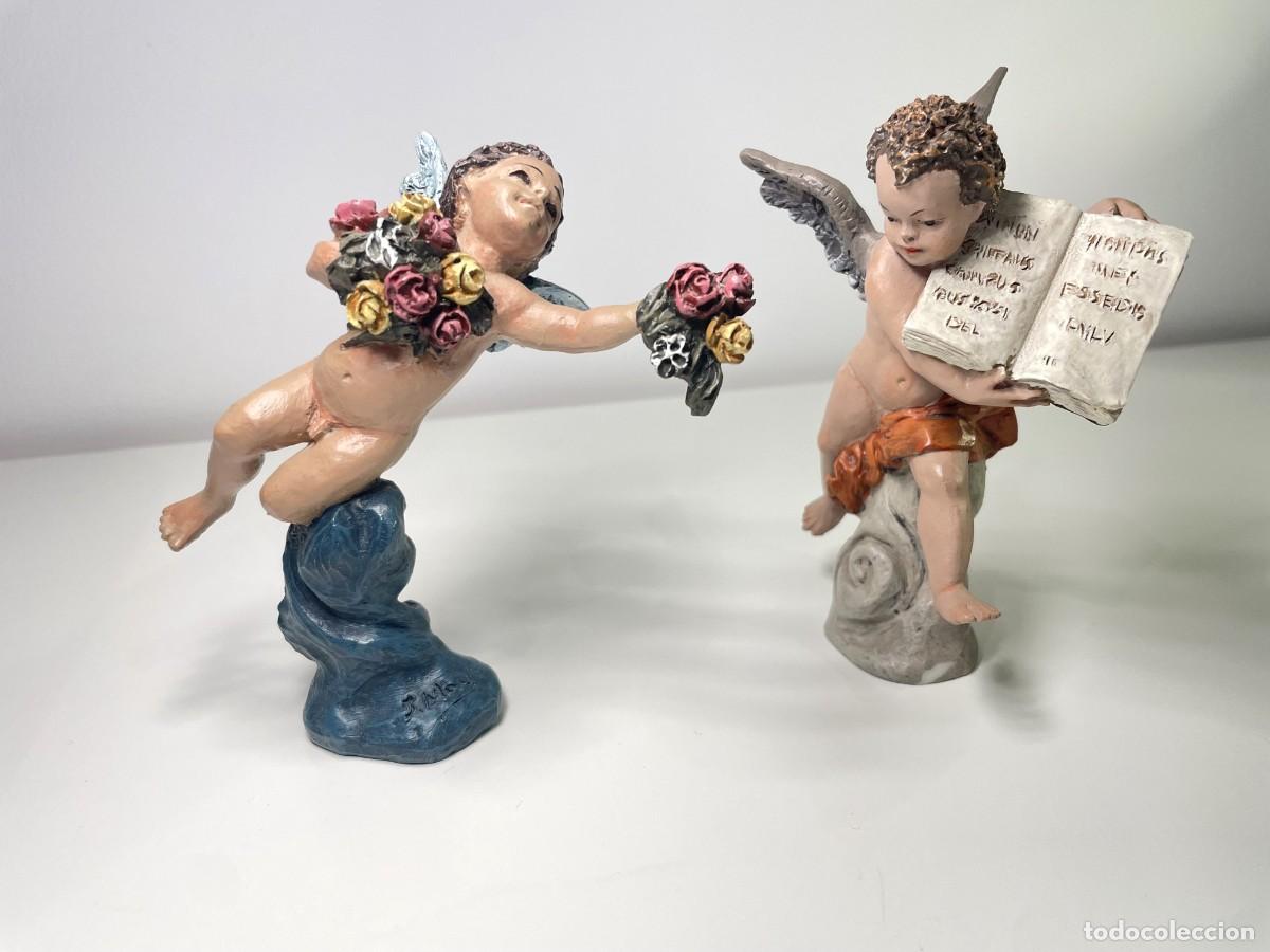 Figuras de Bel&eacute;n: Pareja de &Aacute;ngeles Querubines - Del Prado Collection - J. Mayo - Marmolina