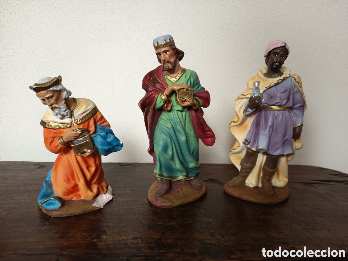 Figuras de Bel&eacute;n: Reyes magos escuela de Olot serie 15