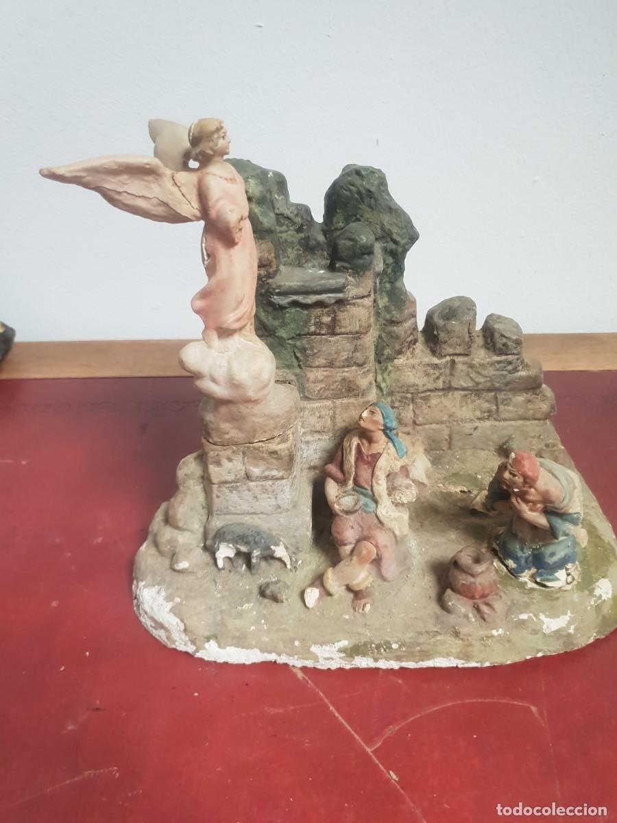 Figuras de Bel&eacute;n: Figura belen antigua terracota blanca Anunciaci&oacute;n