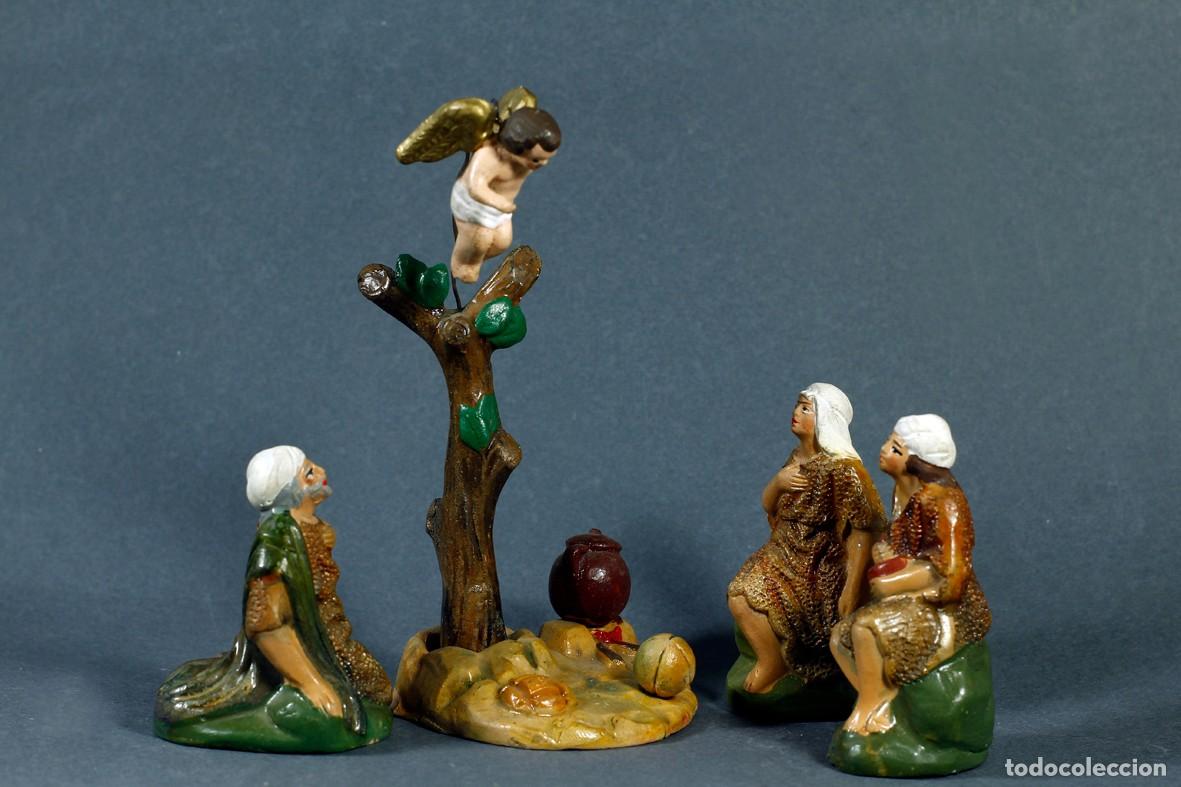 Figuras de Bel&eacute;n: ANTIGUA ANUNCIACI&Oacute;N A LOS PASTORES PARA BEL&Eacute;N EN BARRO, BUEN ESTADO.