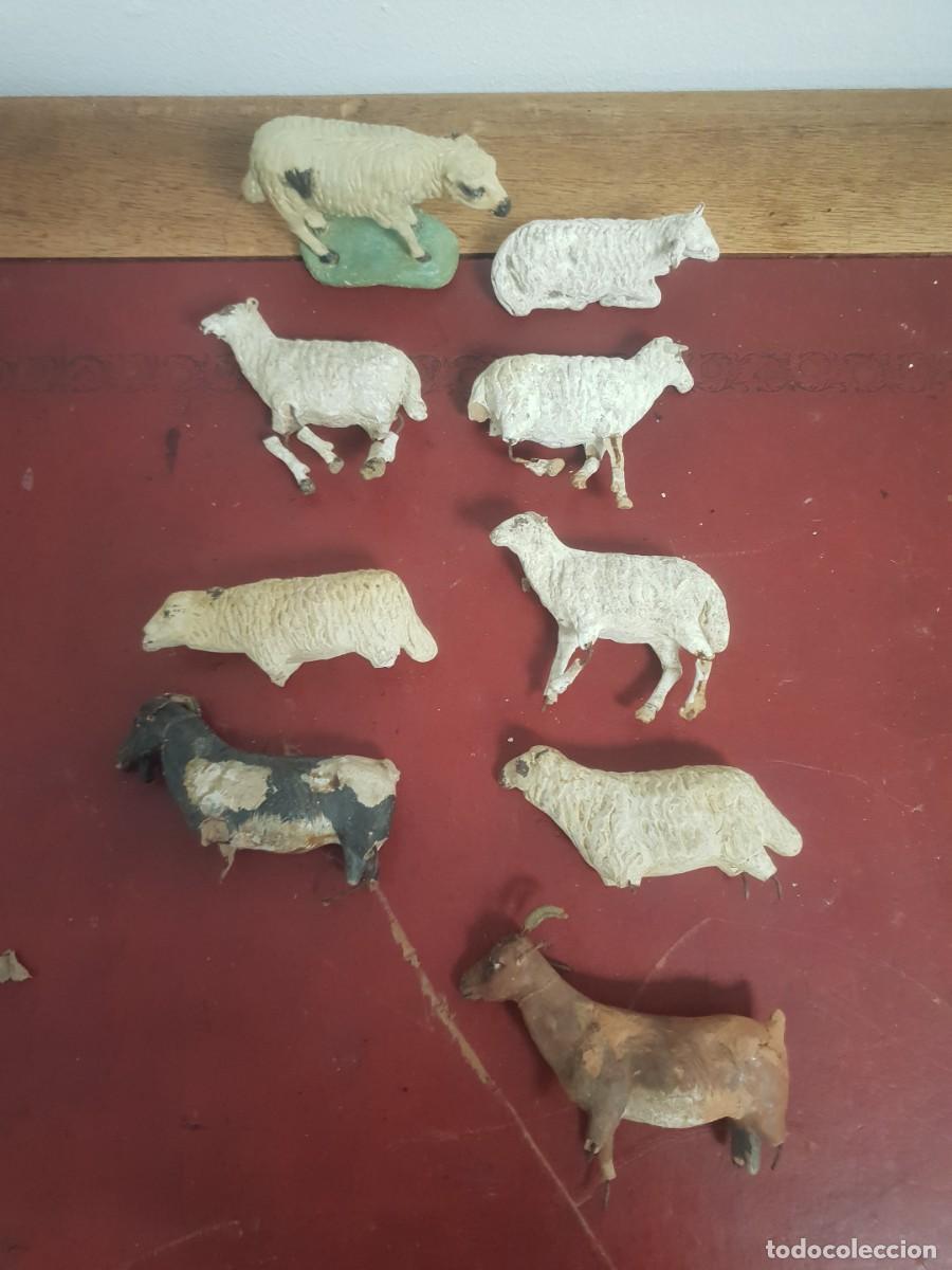 Figuras de Bel&eacute;n: Lote de animales cabras y ovejas para belen barro