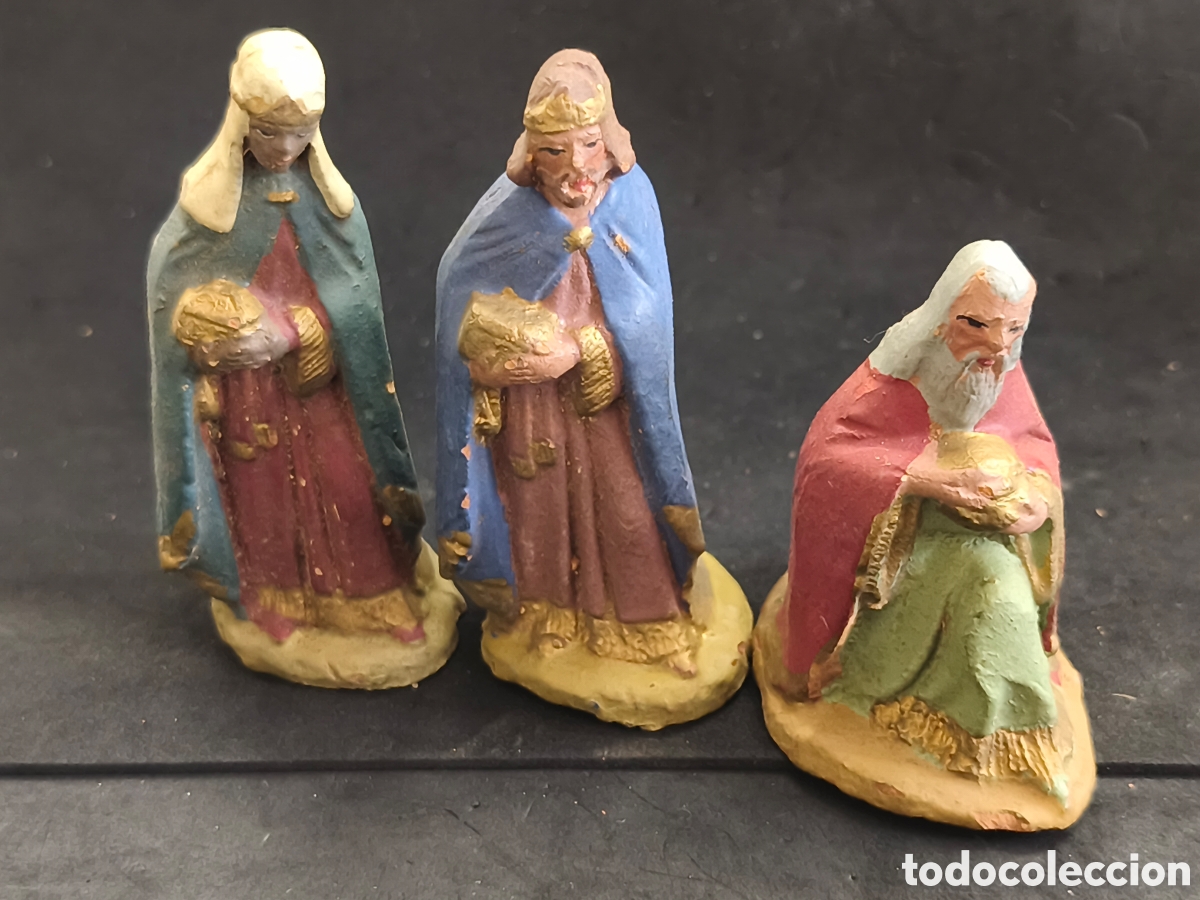 Figuras de Bel&eacute;n: Figuras Bel&eacute;n barro 9cm, 3 reyes
