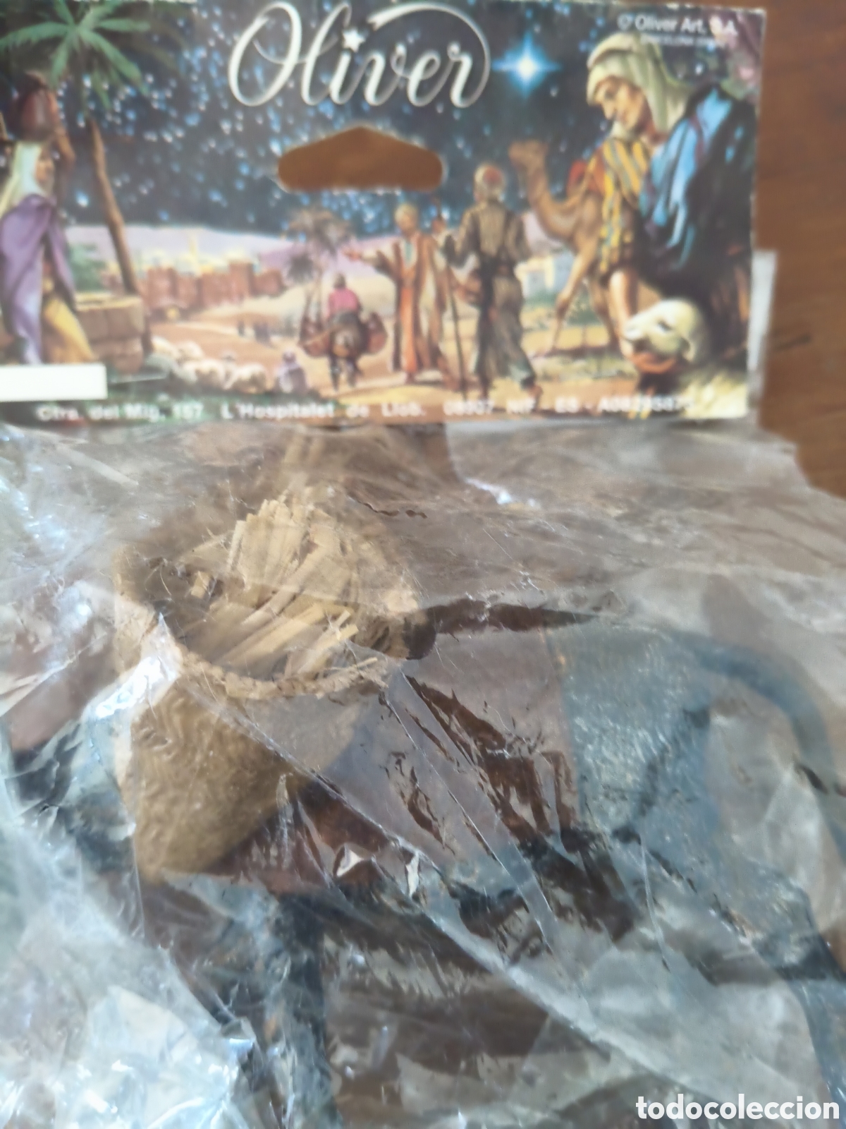 Figuras de Bel&eacute;n: Burra de bel&eacute;n con canastos de Oliver en su bl&iacute;ster original