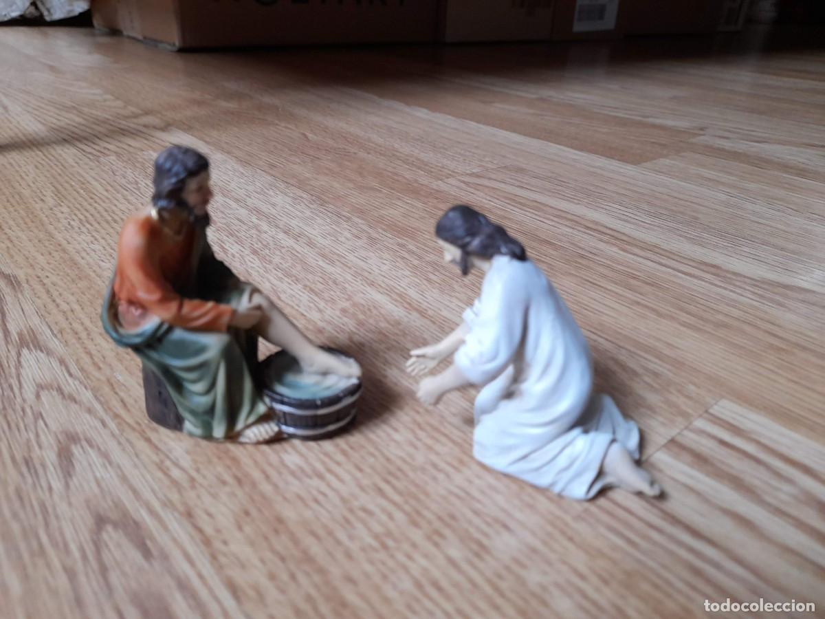 Figuras de Bel&eacute;n: Escena Lavatorio de pies. Pesebre Pascua Miniatura Semana Santa