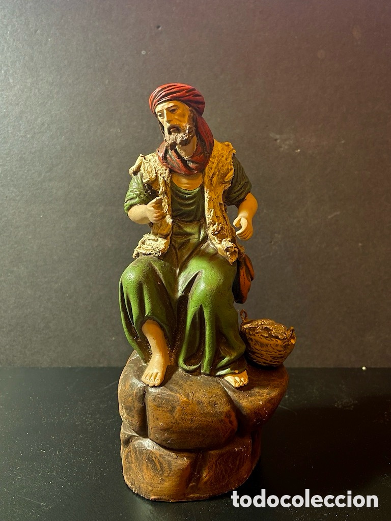 Figuras de Bel&eacute;n: Figura Bel&eacute;n de barro, pescador Ortigas