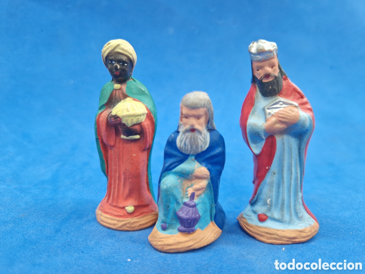 Figuras de Bel&eacute;n: Lote 3 reyes magos 7cm