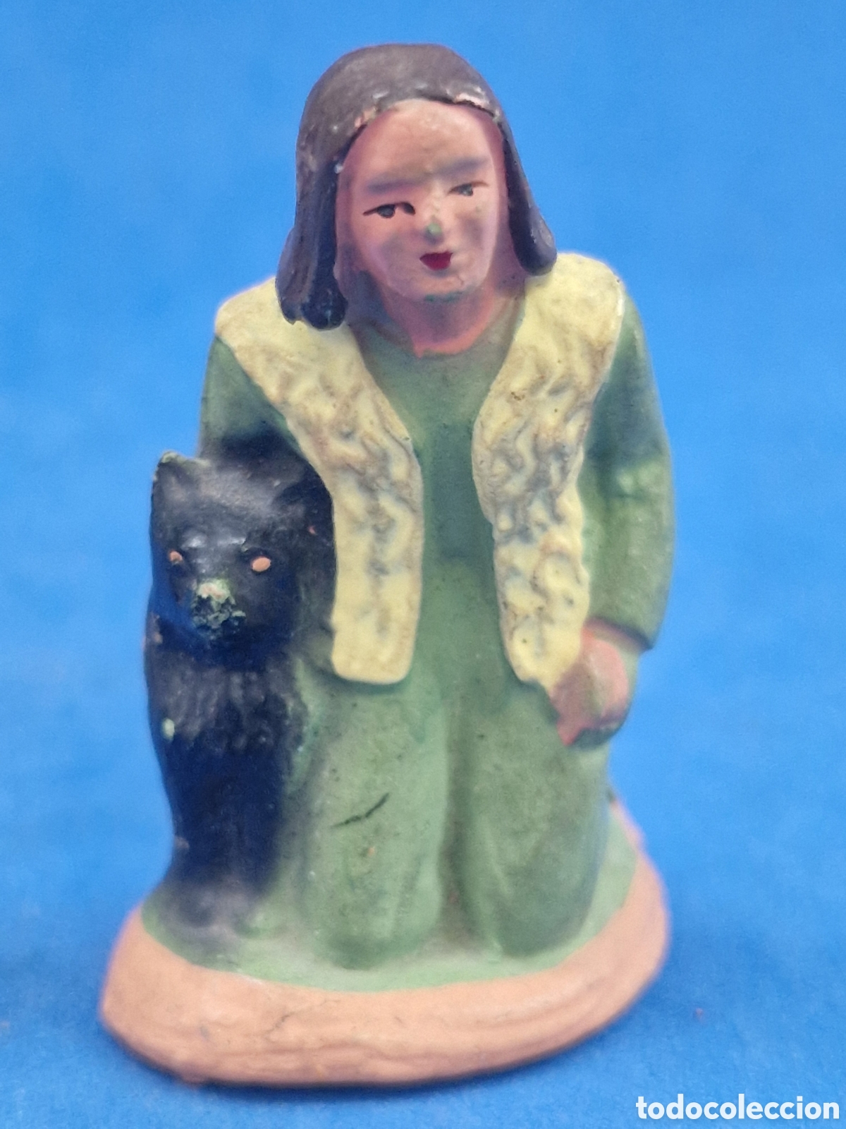 Figuras de Bel&eacute;n: Pastor adorando con perro , figura de belen