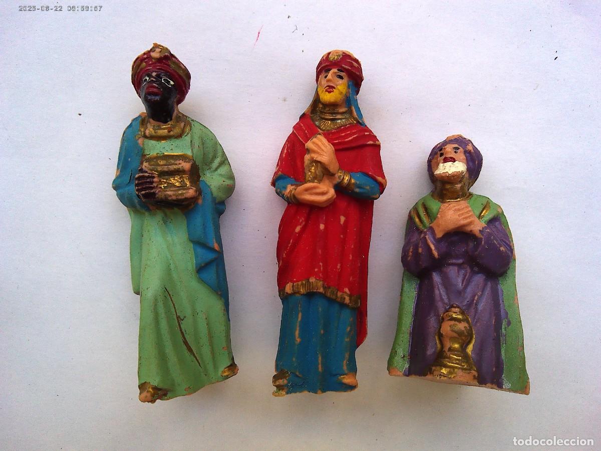 Figuras de Bel&eacute;n: LOTE DE FIGURAS ANTIGUAS DE PLASTICO DEL BELEN : LOS TRES REYES MAGOS