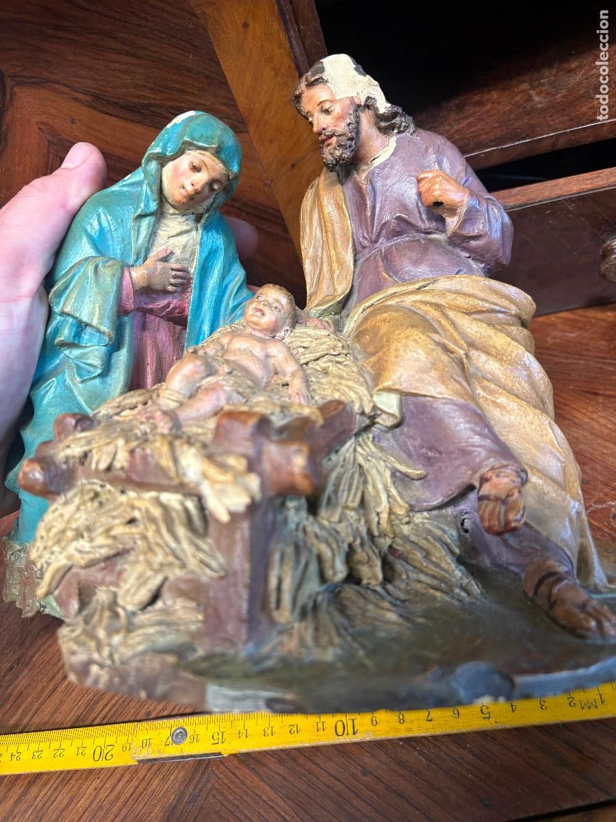 Figuras de Bel&eacute;n: Antigua e importante nacimiento figura de pesebre belen antiguo de barro de autor a estudiar