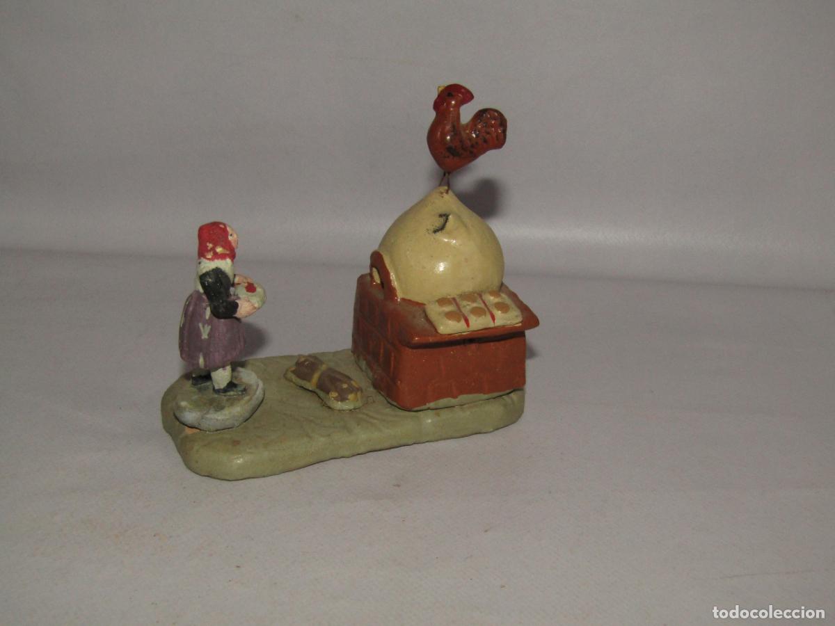 Figuras de Bel&eacute;n: Antiguo Horno con Figura de Bel&eacute;n en Barro Cocido Terracota