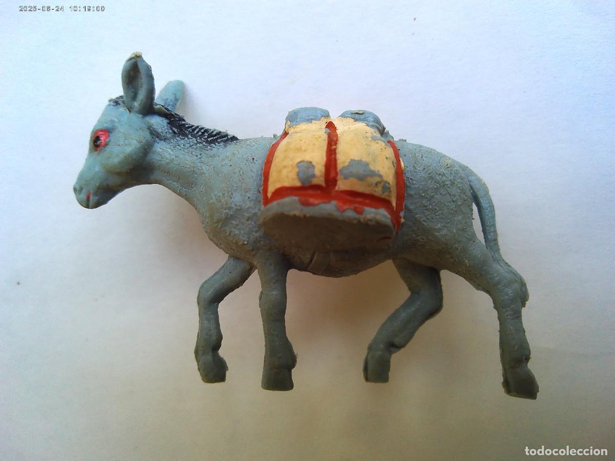 Figuras de Bel&eacute;n: ANTIGUA FIGURITA DE PLASTICO DEL BELEN : BURRO CON ALFORJAS