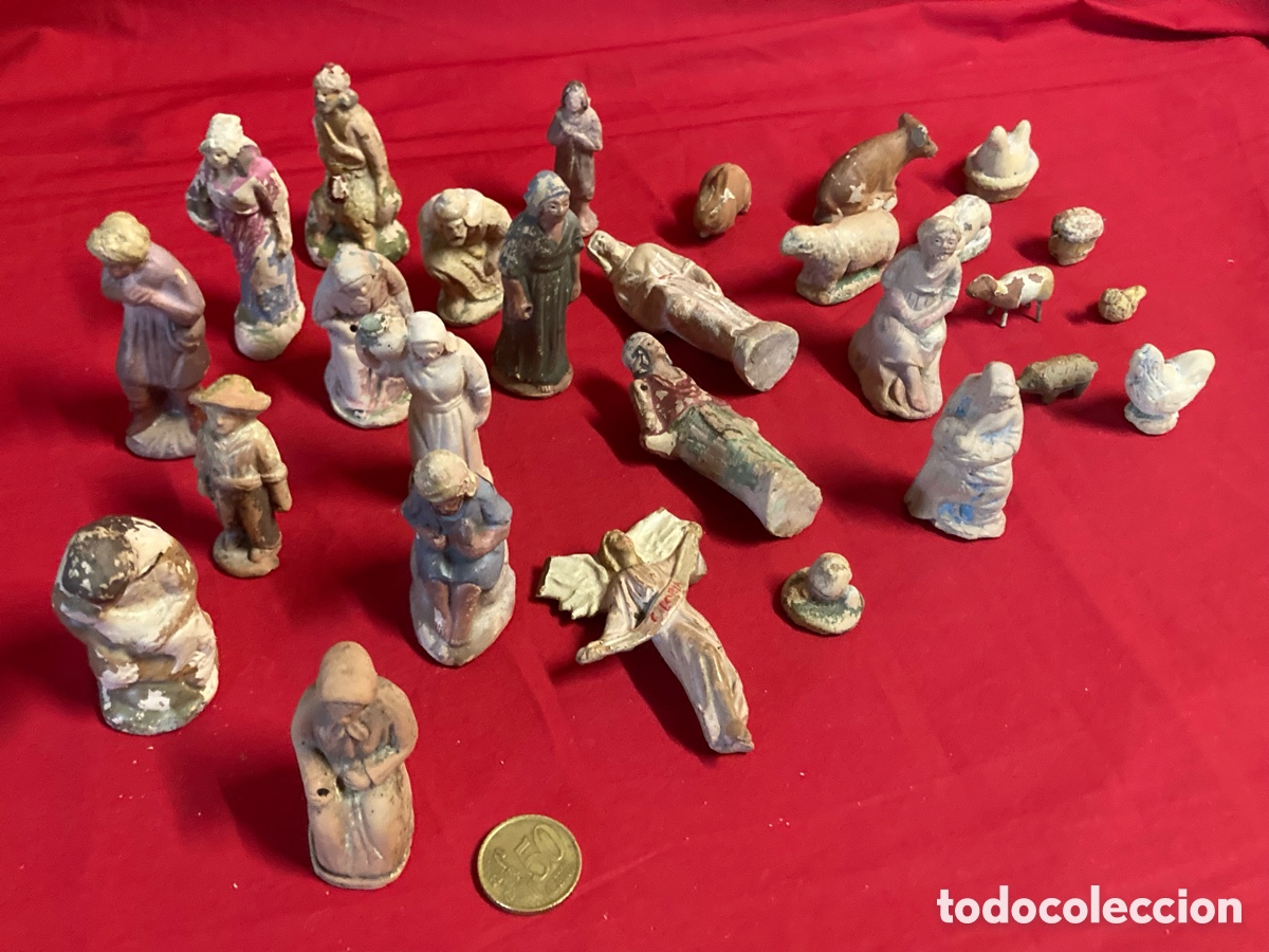 Figuras de Pres&eacute;pios: ANTIGUO LOTE DE FIGURAS DE BEL&Eacute;N EN TERRACOTA , ALGUNAS PARA RESTAURAR.