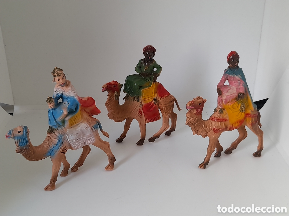 Figuras de Bel&eacute;n: ANTIGUAS FIGURAS DE LOS REYES MAGOS. BELEN. 11 CM DE ALTAS