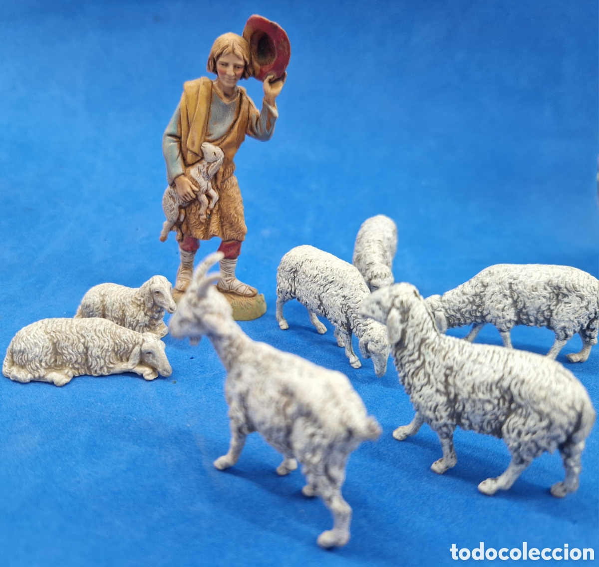 Figuras de Bel&eacute;n: Pastor con 7 obejas , figura de belen, Landy ,Italia