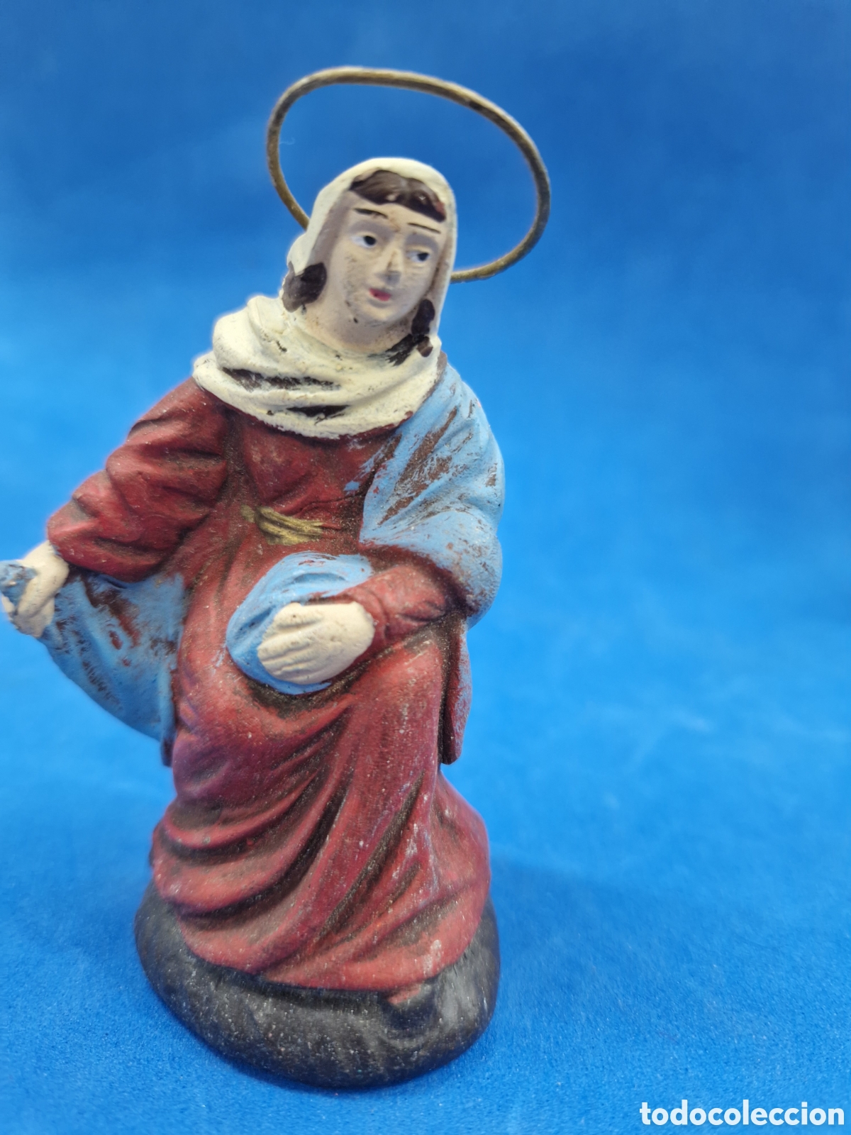 Figuras de Bel&eacute;n: Virgen Maria ,barro,figura de belen antigua