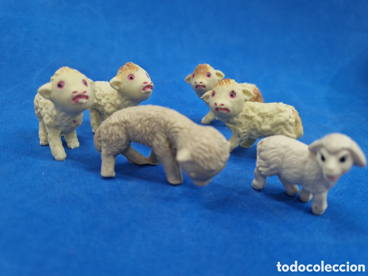 Figuras de Bel&eacute;n: Lote 6 ovejas ,figura de belen, cabezones