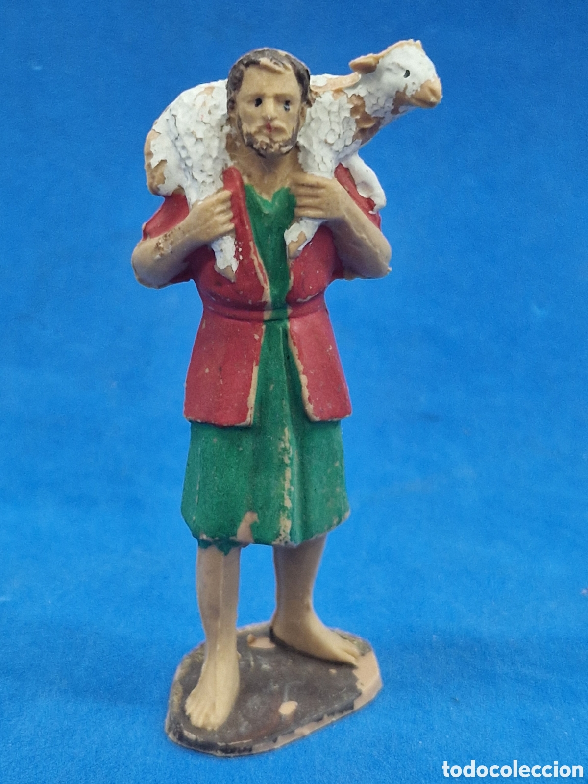 Figuras de Bel&eacute;n: Pastor con obeja,figura de belen, pl&aacute;stico