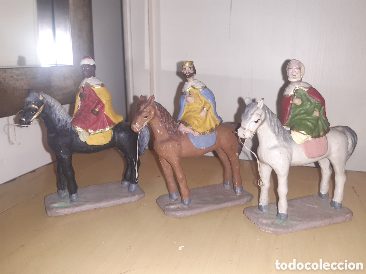 Figuras de Bel&eacute;n: Reyes magos Ortigas terracota