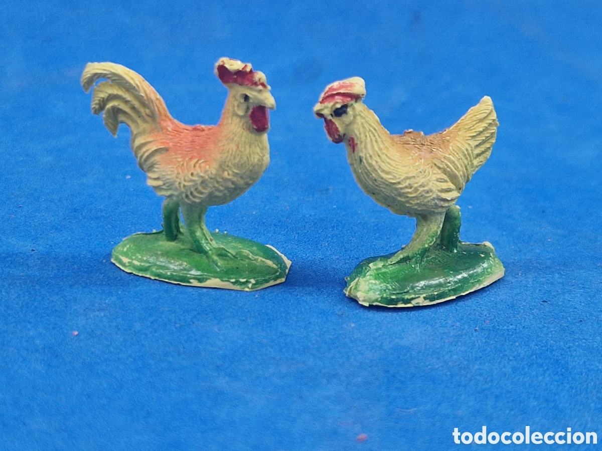 Figuras de Bel&eacute;n: Figura de belen pl&aacute;stico, gallo y gallina