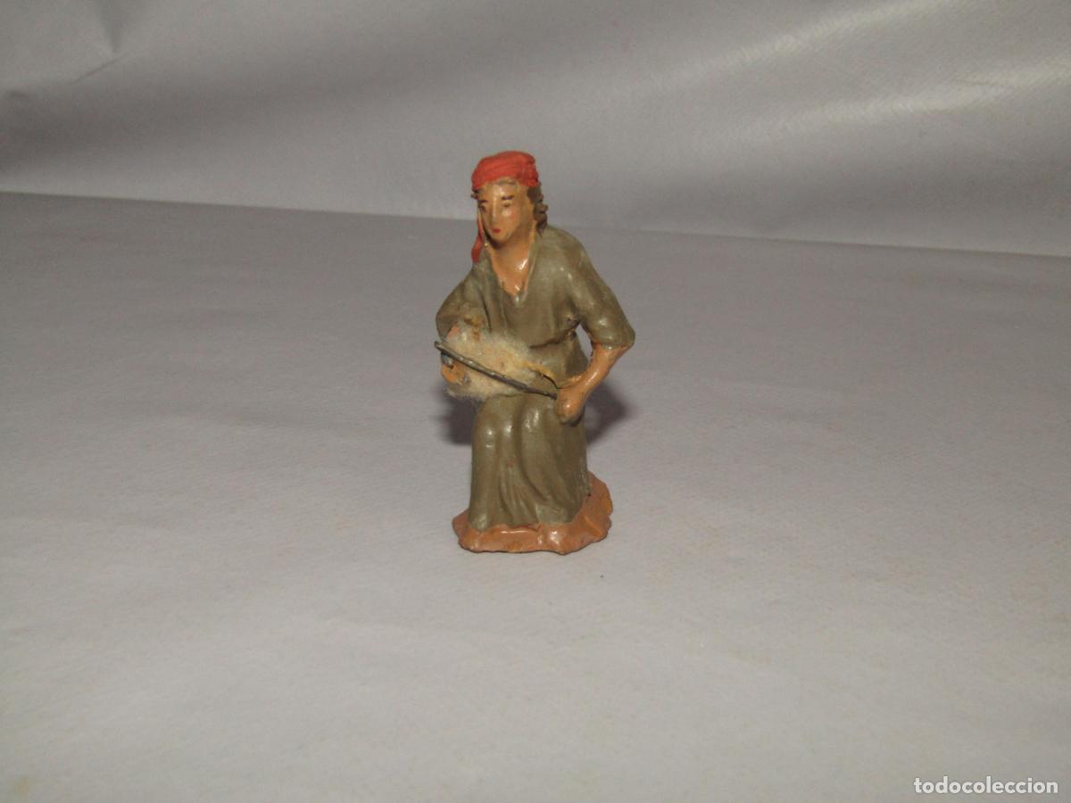 Figuras de Bel&eacute;n: Antigua Figura de Bel&eacute;n de Calidad en Barro Cocido Terracota y Plomo