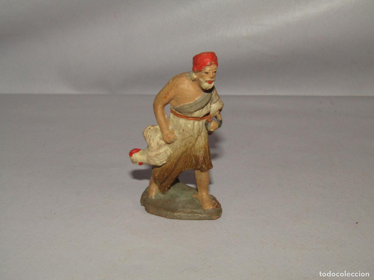 Figuras de Bel&eacute;n: Antigua Figura de Bel&eacute;n de Calidad en Barro Cocido Terracota y Plomo