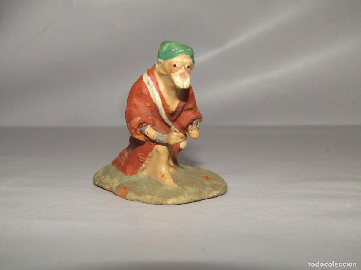 Figuras de Bel&eacute;n: Antigua Figura de Bel&eacute;n de Calidad en Barro Cocido Terracota y Plomo