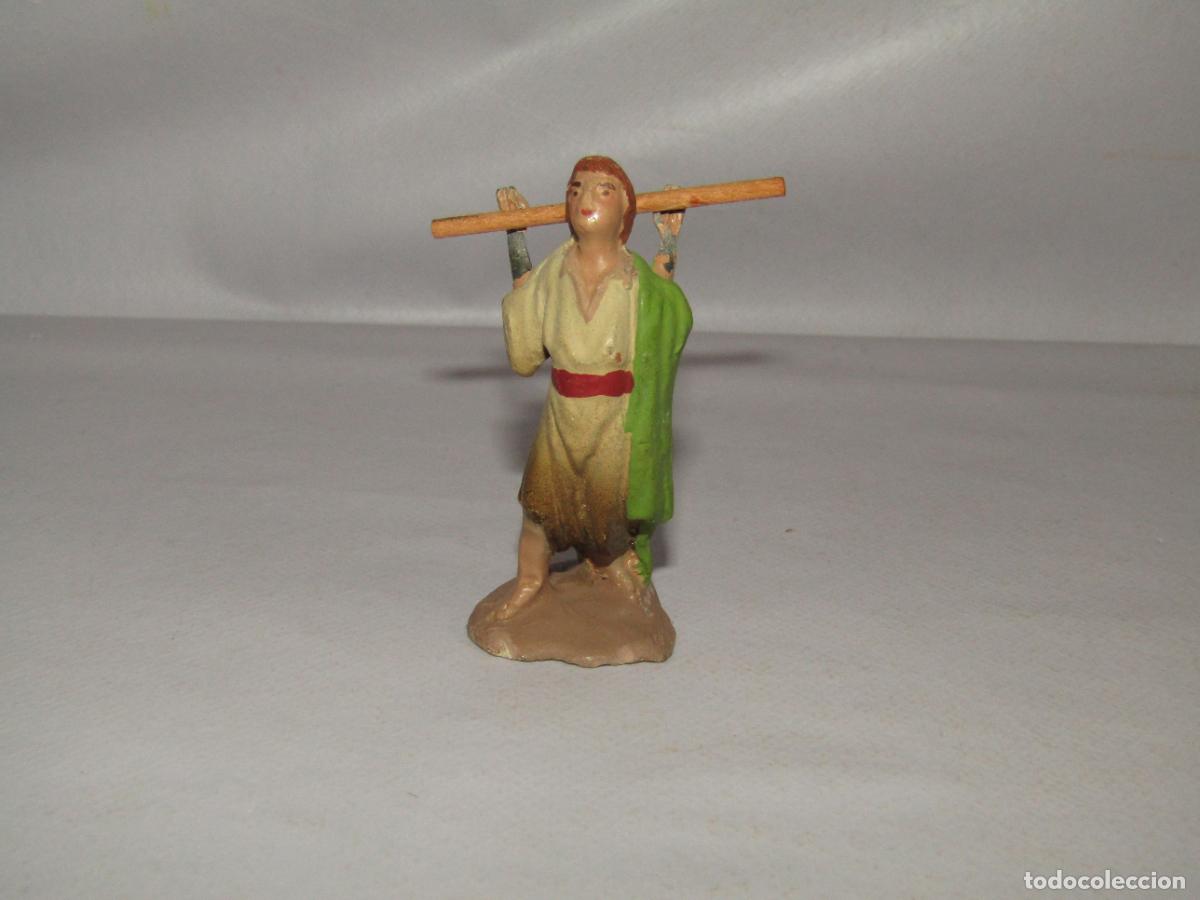 Figuras de Bel&eacute;n: Antigua Figura de Bel&eacute;n de Calidad en Barro Cocido Terracota y Plomo