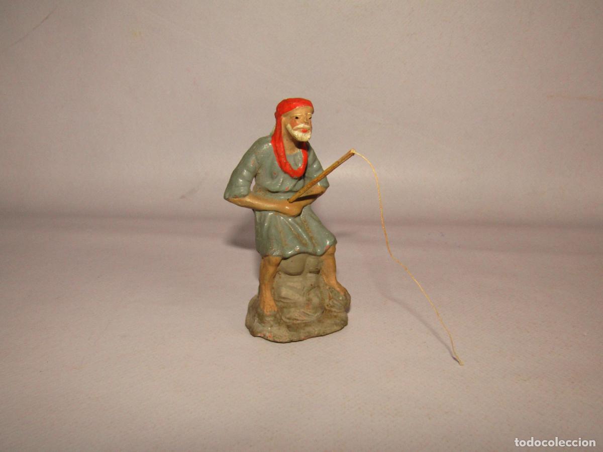 Figuras de Bel&eacute;n: Antigua Figura de Bel&eacute;n de Calidad en Barro Cocido Terracota y Madera