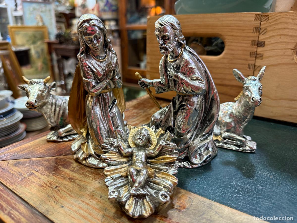 Figuras de Bel&eacute;n: PRECIOSO BELEN NACIMIENTO CON FANTASTICO BA&Ntilde;O EN PLATA DE LEY - MEDIDA SAN JOSE 15 CM