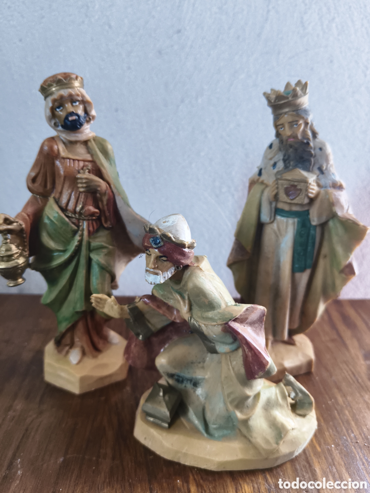 Figuras de Bel&eacute;n: Reyes Magos altura 17 cm pl&aacute;stico a&ntilde;os 70